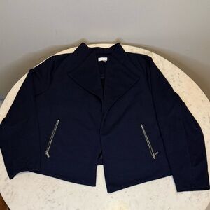 Calvin Klein Dark Blue Women's Blazer with Silver Accents